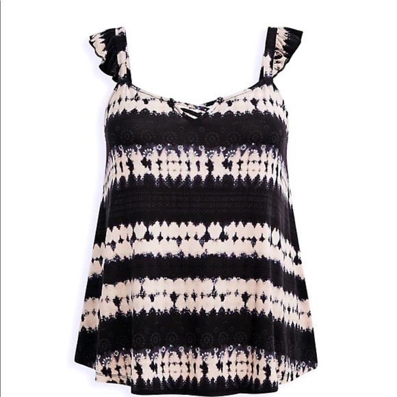 Black Tie Dye Super Soft Sweetheart Lace Up Tank - Picture 2 of 7